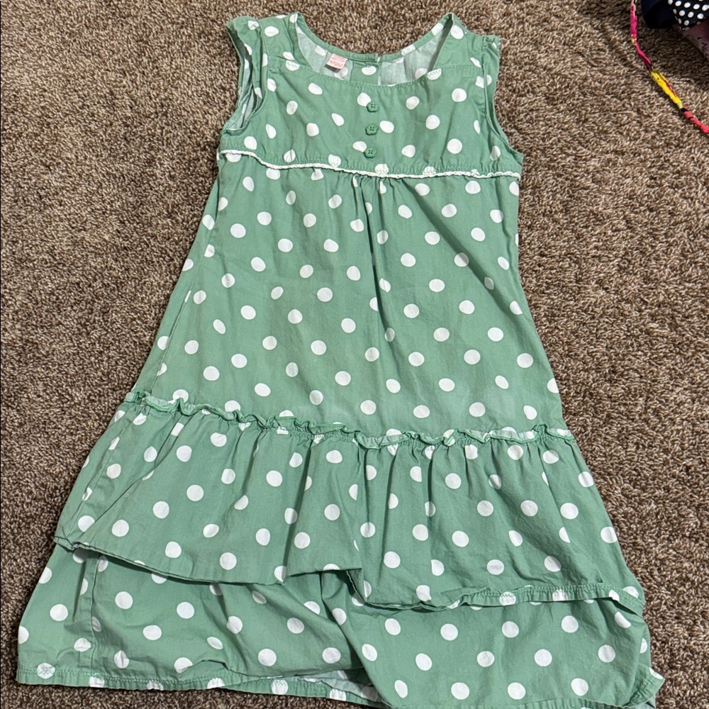 Green Polka Dot Sleeveless Dress
